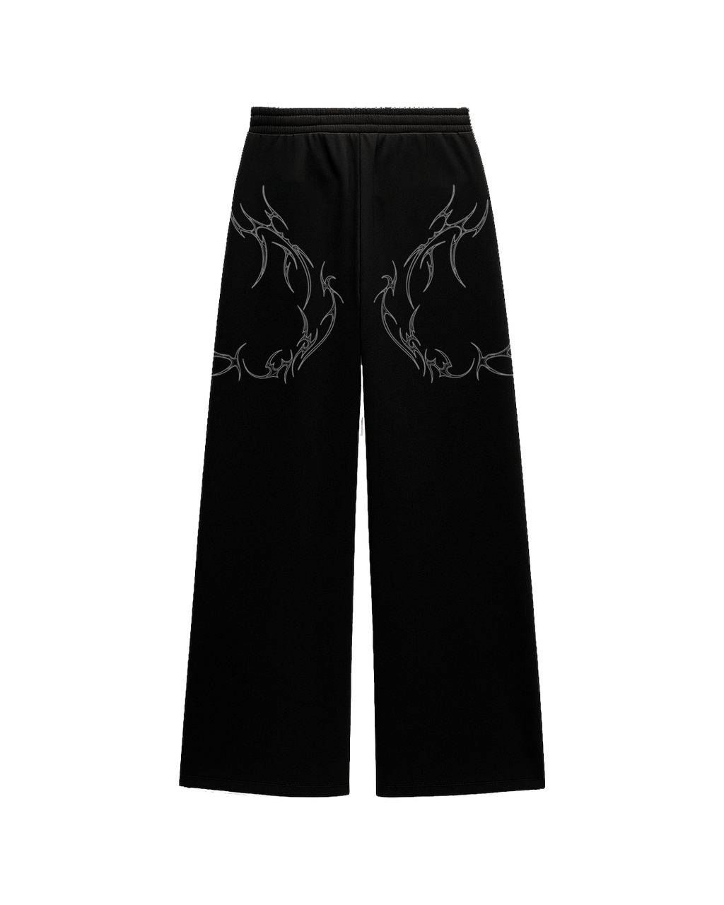 Engrave Black Unisex Straight Fit Baggy Pants