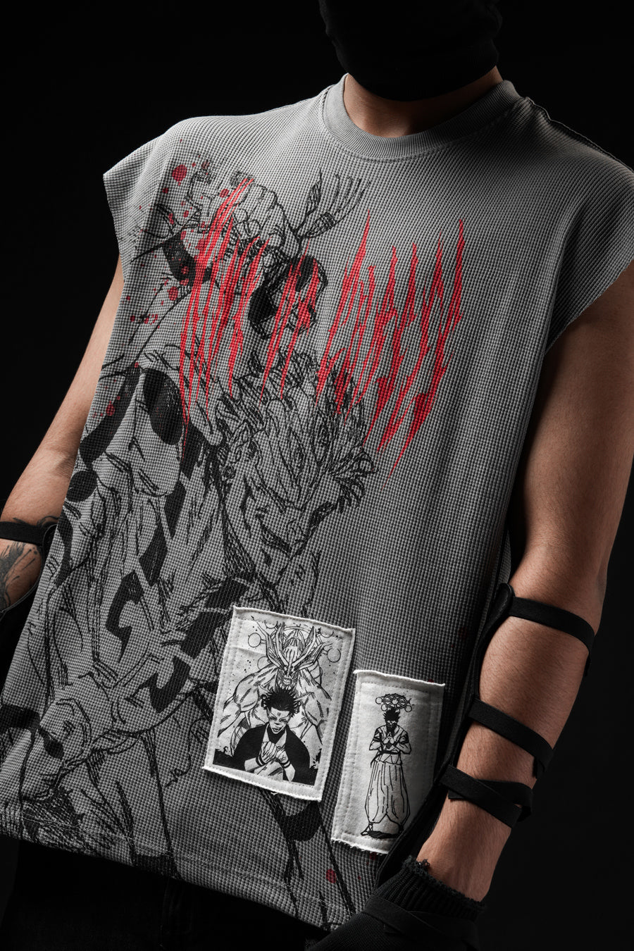 The Cursed One - Waffle Vest with Patchwork