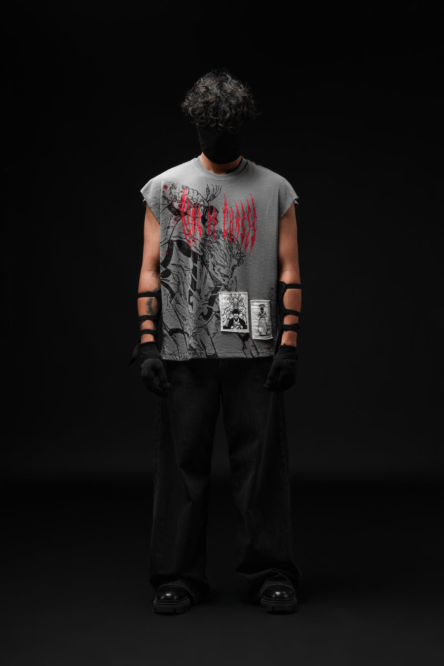 The Cursed One - Waffle Vest with Patchwork