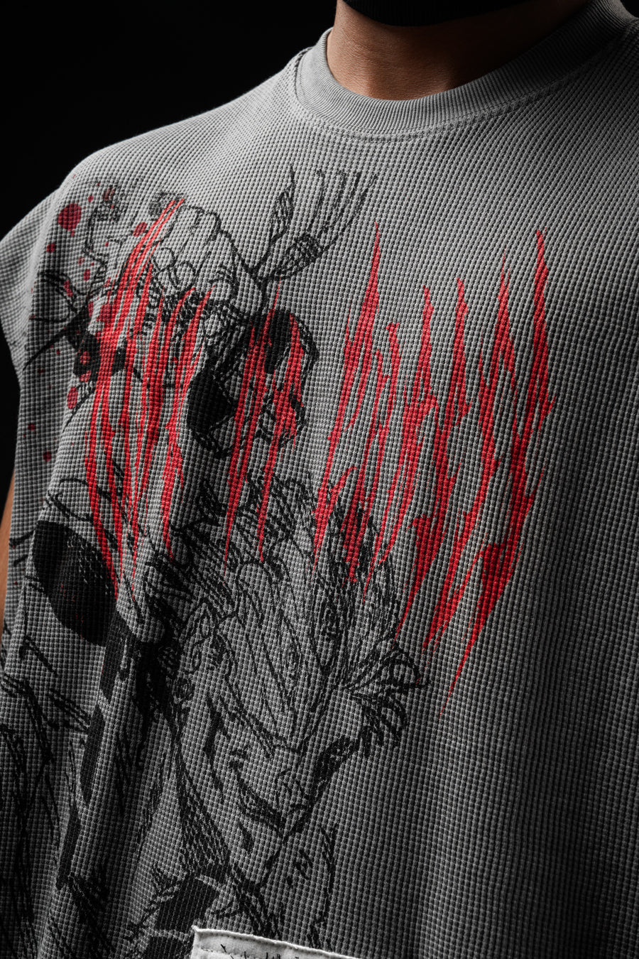 The Cursed One - Waffle Vest with Patchwork