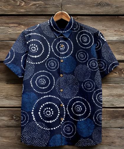 Vintage Japanese Geometric Dots Abstract Spots Linen Shirt