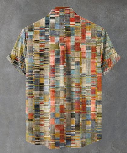 Abstract Geometric Pattern Art Vintage Print Casual Cotton Shirt